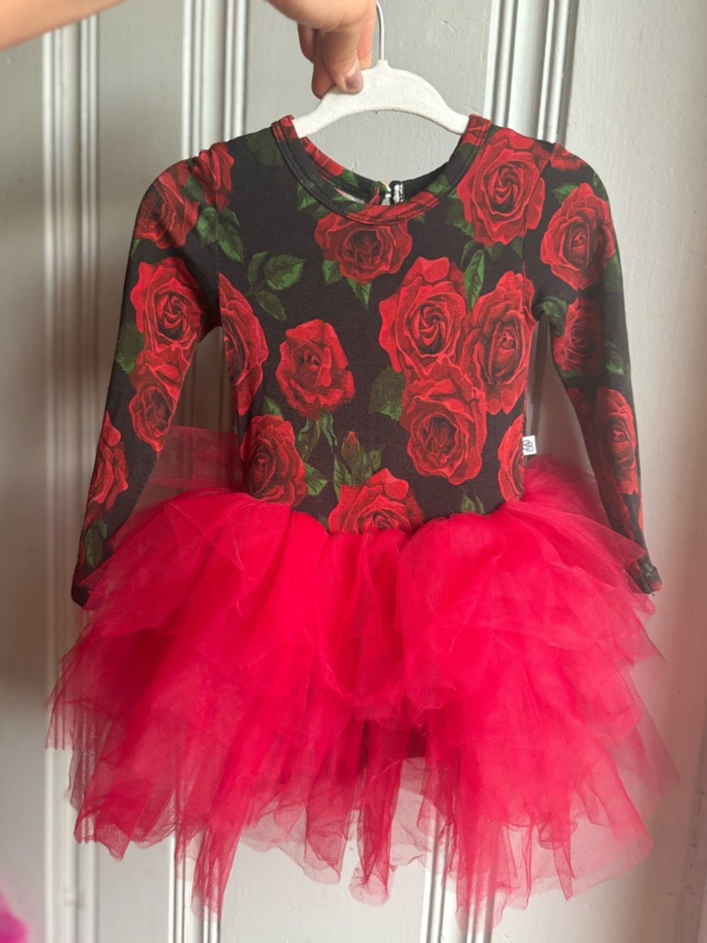 6/12M Bums & Roses Red Rose Tulle Tutu Dress Bamboo